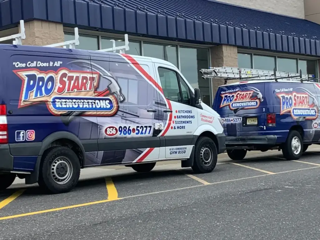 Pro Start Renovations vans in parking lot
